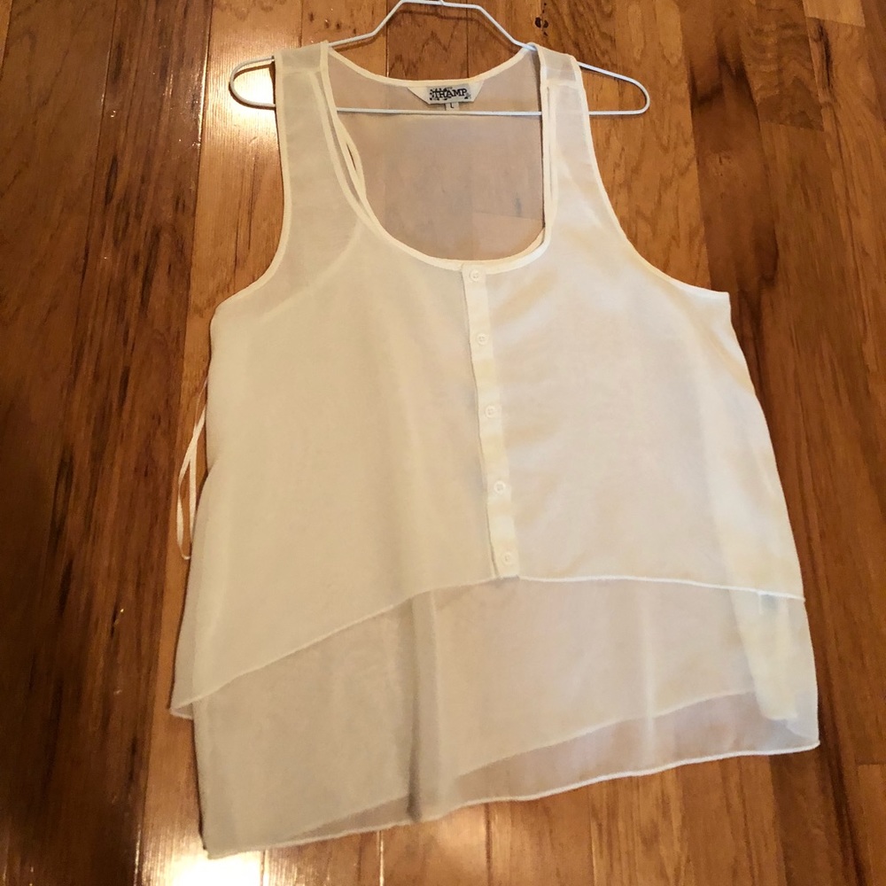 white hi low shirt